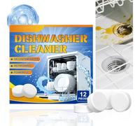 12PCS Natural Dishwasher Cleaner Tab/lets,Heavy Duty Deep Clean Descaler&Limescale Remover,Plastic-Free Eco-Friendly Detergent Sheets for Odor Removal&Grease Cleaning,Suitable for All Dishwashers