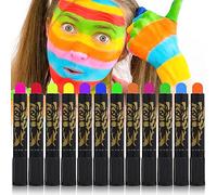 12pcs Neon Face Paint Crayons, Glow in the Dark Face Paint Crayons Kit Neon Body Paint Crayons for Halloween Birthday Makeup Party (12 Colors)