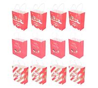 12Pcs New Year Gift Bags, Party Gift Bags Bulk, Thick Sturdy Paper Bags with Handles in Bright Rich Colors for Holiday Gifts, Wine Bottles and Party Favors