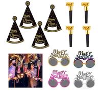 12PCS New Years Eve Decorations 2025, 2025 New Year's Eve Decorations Party Supplies Happy New Year Party Glasses 4 Pcs Party Glasses New Year Accessories New Year Eve Party Supplies Photo Booth Prop