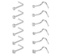 12PCS Nose Stainless Steel L Shaped Screw Pin Bone Nose Piercing Jewelry For Women Men 3 Stone Rings for Women