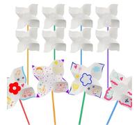 12Pcs Novelty DIY Pinwheels Craft for Kids, Color Your Own White Pinwheels, Summer Autumn Craft Kit for Arts and Craft Party Activity, Outdoor Activities, Kindergarten Art Projects Wind Spinners
