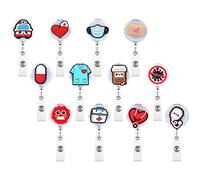 12Pcs Nurse Badge Reel Holder Retractable, Nursing ID Card Holders with Clip Funny Badge Reels Bulk Cute Badge Holder for Nurses Doctors Medical Health Hospital Office Worker Volunteers Gifts