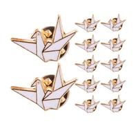 12pcs Origami Crane Brooch Pin Animal, Zinc Alloy for Women