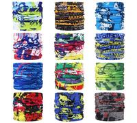 12PCS Outdoor Multifunctional Sports Magic Seamless Scarf, Magic Head Scarf, Elastic Headband Bandana, Uv Resistance Sport Headwear for Riding Motorcycling Hiking Fishing Yoga