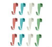 12Pcs Over The Door Hooks - Carbon Steel Small Hanging Hooks, No Drilling Easy Install, 4 Colors (White/Blue/Green/Red) for Organizing Small Tools Kitchen Bedroom Wardrobe(mixed colors)