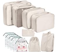 12Pcs Packing Travel Cubes for Suitcase Luggage Organizers with 5 Drawstring Bags,Suitcase Organiser Bag with Waterproof Shoe Storage Bag Compression Pouches