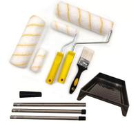 12Pcs Paint Roller Kit Wall Ceiling Extendable Handle Painting Tool Runner Brush
