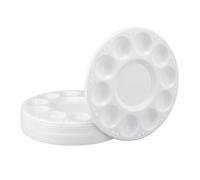 12Pcs Paint Tray Palettes 10 Wells Round Paint Tray Plastic Paint Pallet Painting Palette for Kids Students Art Class Party Supplies Lightweight Durable Easy Clean White