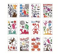 12Pcs Painting Stencil Templates Drawing Stencils Halloween Theme for Painting on Wood Wall Home Decorati Graffiti Stencils