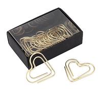 12pcs Paper Clips Bookmarks,Creative Heart Shape Paperclips Bookmark Marking Document Organizing Clip Office Supplies Gifts(Gold)