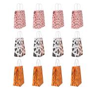 12pcs Paper Gift Bags with Handles Small Kraft Leopard Print | Practical Sturdy Pack, for Candles and Cosmetic Products, Chic Party Favor Bags for Friends and Coworkers