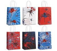 12Pcs Paper Party Bags, Cartoon Spider Party Gift Bags with Handle, Funny Birthday Party Bags for Baby Shower Wedding Valentines' Day