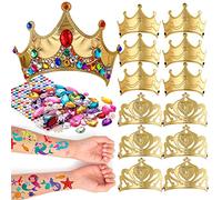 通用 12PCS Party Crowns for Kids DIY Tiaras Making Collage Craft Activity set Birthday Party Favours (Gold) …