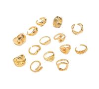 12Pcs Pearls Studded Geometric Openwork Rings Collection Lightweight Mix And Matching Irregular Adornment Creative Accent Multi Pack