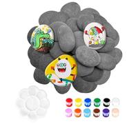 12PCS Pebbles for Painting ,Painting Rocks (2-4cm/3-5cm/4-6cm/5-8cm) ,Smooth Stones,Large River Rocks for Kids DIY Creative Activity,Crafting Arts Decoration,With 12*Paint,2*Brushes,1*Paint Box