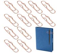 12Pcs Pen Holder Clips - Pen Holding Paper Clips Metal for Notebooks, Decorative Pencil Clip Organizer, Multi-Functional Bookmark & Card Holder for Desk Organization Rose Gold