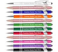 12PCS Personalised Pens Bulk with Name Free Engraving,Custom Ballpoint Pens with Stylus,Engraved Text Message Logo,Customised Gifts for Business,Graduation,Wedding,Birthday,Christmas-Black Ink