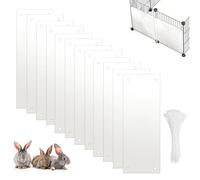 12Pcs Pet Cage Liner Protection, Clear Edge Guard, Bunny Cage Urine Guard, Edge Liner Guinea Pig Side Lining Small Animal Cage 10.2'' x 8.3'' Habitat Siding Guard with 100PCS Ties (35.6 * 11.5 cm)