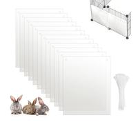12Pcs Pet Cage Liner Protection, Clear Edge Guard, Bunny Cage Urine Guard, Edge Liner Guinea Pig Side Lining Small Animal Cage 10.2'' x 8.3'' Habitat Siding Ferret Scatter Guard with 100PCS Ties