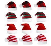 12Pcs Pet Santa Hat Dog Cat Christmas Hat Pet Costumes Hat,Soft Plush Gnome Hats For Crafts Adjustable Cute Dog Christmas Hat Mixed Pattern Mini Santa Hats For Puppy Kitten Small Cats Dogs