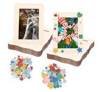 12Pcs Picture Frame Craft Kit, Wooden Art Frame Set with Glitter Stickers,Kids DIY Photo Frames to Decorate to Decorate,Craft Photo Frames for Wedding Birthday Party Wood Decor(Scalloped Frame)