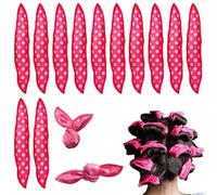 12PCS Pink No Heat Hair Curlers- Sponge Rollers, Wave Formers for Long Short Hair,Sleep in Curlers- Retro Polka dots DIY Hair Tools-Natural-Looking pillow Soft Curls (Pink, Medium)