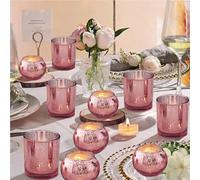 12Pcs Pink Votive Candle Holders, Mercury Glass Tea light Candle Holders for Wedding Table Centerpiece, Party Decorations & Home Decor (12, Pink)
