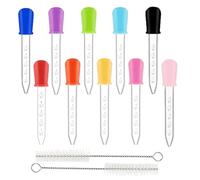 12PCS Pippets Dropper, 5ml Plastic Dropper, Liquid Droppers Pipettes of 5ml for Candy Molds Baby Feeder, Pipettes For Children, Gummy Mold and Crafts Liquid Dropper for DIY, 2Pcs Cleaning Brush