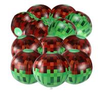 12pcs Pixel Beach Balls, PVC Material Inflatable Video Game Beach Balls Toys for Kids Party Outdoor Activity Summer Pool Game Supplies(Green & Brown)