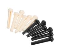 12pcs Plastic Acoustic Guitar Bridge Pins with Shell Inlay | Convenient Adjustment, Secure Fit, Black 3.0mm and Cream 4.0mm Inlay Set, 6 Each