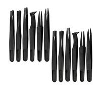 12pcs Plastic Anti-Static Tweezers for Electronics DIY Jewelry-Making Diamond Sticker Children Kids Arts Scrapbooking,Size 1/2/3/5/7/8 Each Two
