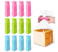 12Pcs Plastic Bag Clips for Food Storage - Reusable Spring Squeeze Freezer Clips to Keep Bread and Food Fresh