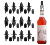 12PCS Plastic Bottle Pourers with Dust Caps for Oil (black)