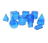 12pcs Plastic Geometric Solids 3-D Shapes Math Manipulatives Toy | Clear 3-D shapes,removable lids,tray,plastic,blue,explore geometry,volume,relationships,teaching aids