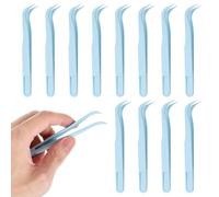 12PCS Plastic Jewelry Craft Bead Tweezers,Ymapinc Plastic Mini Tweezers for Crafts DIY Craft Bead Beading Electronics Sticker Forceps Fine Motor