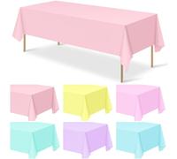 12Pcs Plastic Pastel Color Tablecloths,Assorted Color Table Cloth Disposable Rectangle Table Covers for Baby Shower, Wedding,Birthday Party,Spring Easter and Summer Party Decorations, 54 x 108 Inch