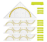 12Pcs Plastic Shatterproof Geo Triangle, 15.7cm Map Triangle Ruler Protractor, Multifunctional Primary School Geometry Triangle, Transparent Drawing Set Square with Handle for Student Office Designer