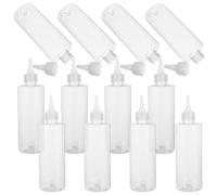 12pcs Plastic Squeeze Bottle 250ml with Precision Nozzle for Travel | PET Body, Caps Included, Easy Fill Monitoring, for Oils, Hair Dye, Crafters and Toiletries