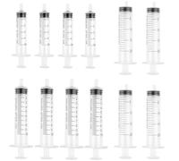 12Pcs Plastic Syringe- 5ml 10ml 20ml Feeding Syringes for Pets, Refilling and Measuring Liquids, Scientific Labs Experiment, (No Needle)
