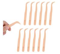 12pcs Plastic Tweezers, 4.5in Non Slip Grip Bent Tip Craft Tweezers for Kids Crafts DIY Jewelry Making Baking Decorations & Reptile Feeding (Orange)