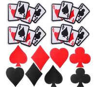 12pcs Playing Cards Logo Iron on Patches Red Black Heart Ace Poker Embroidered Sew on Applique Halloween Costume Accessories for DIY Clothing Jeans Jackets Backpacks Hats Decor