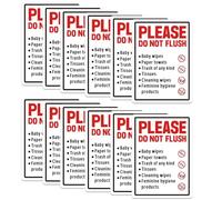 12pcs Please Do Not Flush Sign, 5.12x7.09in Self-Adhesive Toilet Sticker Do Not Flush Wipes Waterproof Bathroom Etiquette Sign for Public Restroom Reminder Stickers