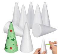 12pcs Polystyrene Cone Craft Foam Cone for Floral Arranging Holiday Centerpiece Wedding Decoration White
