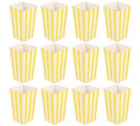 12pcs Popcorn Boxes Paper Storage Boxes for Party Snacks and Biscuits | Yellow Paper Favour Boxes, Delicate Fresh Style, Movie Night Supplies, Popcorn Holders for Home Parties