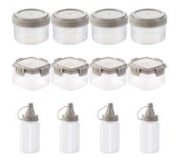 12Pcs Portable Plastic Condiment Squeeze Bottles with Round & Square Box - Spice Jars, Easy Clean Kitchen Accessories for Home, Dining Room