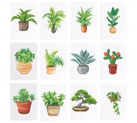 12pcs Potted Plant-1 5D DIY Square Drill Kits for Adults Beginners Home