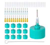 12pcs Precision Applicator Caps, Precision Paint Caps with Round & Flat Needles Multi Purpose Paint Tip Applicator Lid for Bottle with Neck Size 24-410