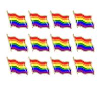 12Pcs Pride Pins - Progress Pride Flag LGBTQ Lapel Pin, Transgender Rainbow Lesbian Bisexual Gay Progressive Pin Brooch Badge for Men Women Clothes Bags Hats