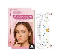12Pcs Pride Tattoos, Glitter Freckles Face Tattoo, Rainbow Butterfly Freckle Tattoos Stickers,Waterproof Patches for Women, Makeup Patches for Face Accessories